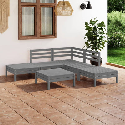 6 Piece Garden Lounge Set Solid Pinewood Grey Payday Deals