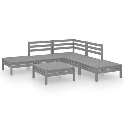 6 Piece Garden Lounge Set Solid Pinewood Grey Payday Deals