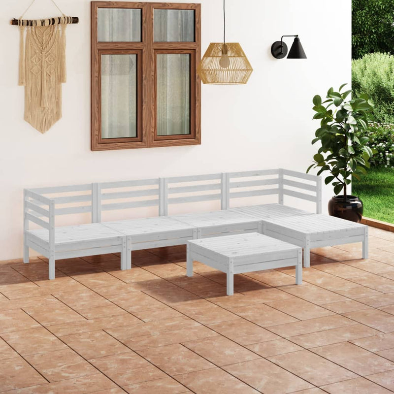 6 Piece Garden Lounge Set Solid Pinewood White Payday Deals