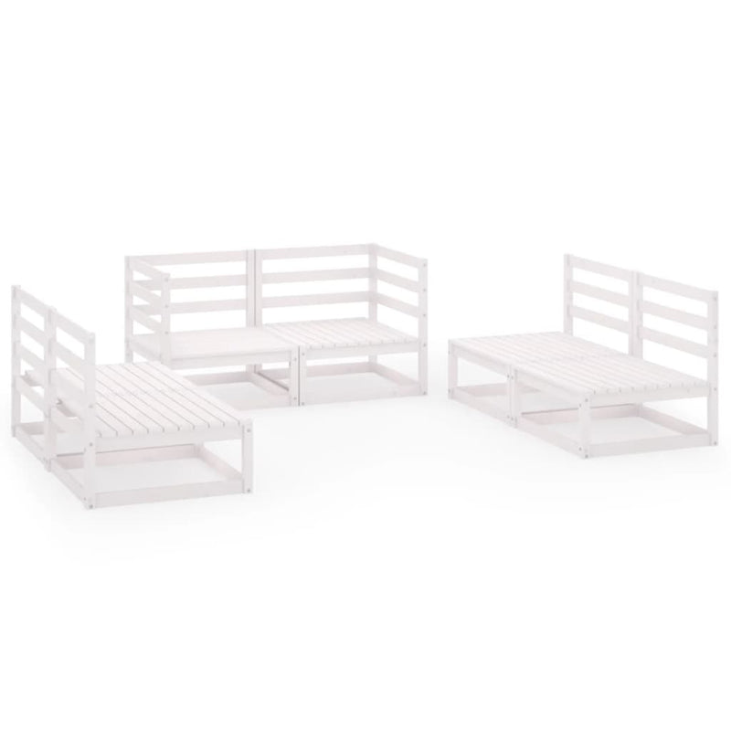 6 Piece Garden Lounge Set White Solid Pinewood Payday Deals