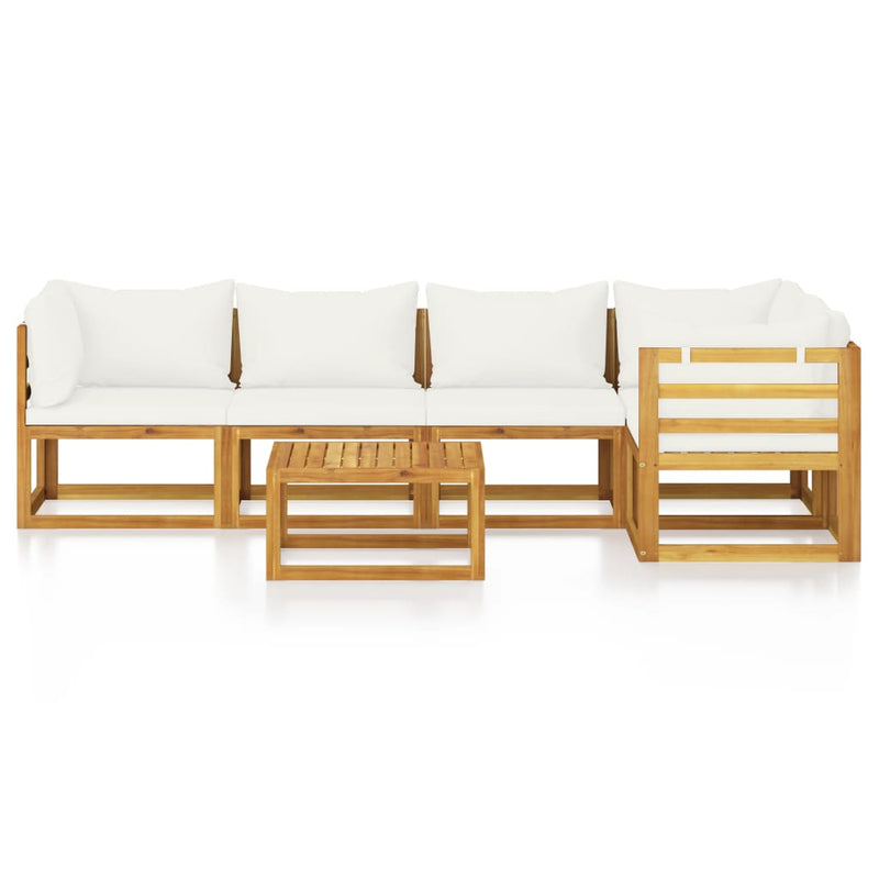 6 Piece Garden Lounge Set with Cushion Cream Solid Acacia Wood Payday Deals