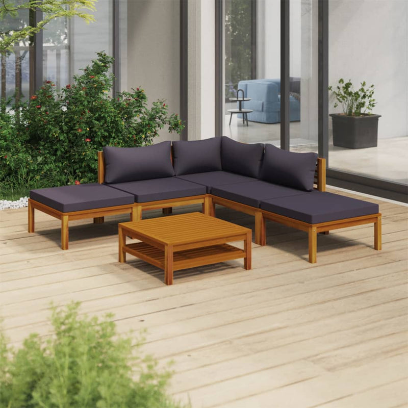 6 Piece Garden Lounge Set with Cushion Solid Acacia Wood Payday Deals