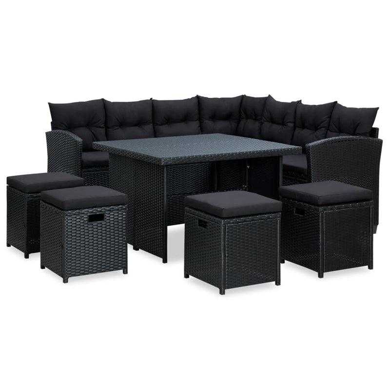 6 Piece Garden Lounge Set with Cushions Poly Rattan Black Payday Deals