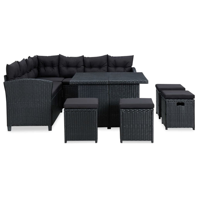 6 Piece Garden Lounge Set with Cushions Poly Rattan Black Payday Deals