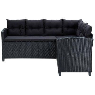 6 Piece Garden Lounge Set with Cushions Poly Rattan Black Payday Deals