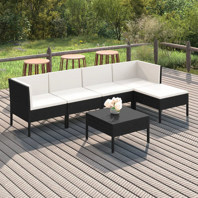 6 Piece Garden Lounge Set with Cushions Poly Rattan Black Payday Deals