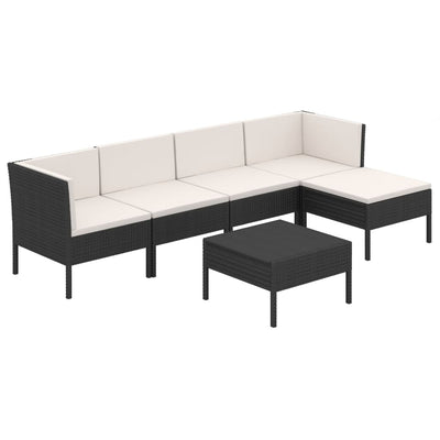 6 Piece Garden Lounge Set with Cushions Poly Rattan Black Payday Deals