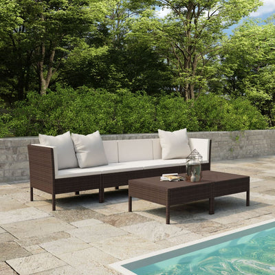 6 Piece Garden Lounge Set with Cushions Poly Rattan Brown Payday Deals