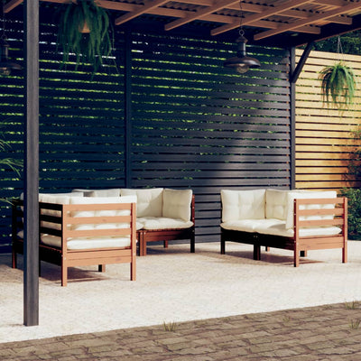 6 Piece Garden Lounge Set with Cushions Solid Pinewood Payday Deals