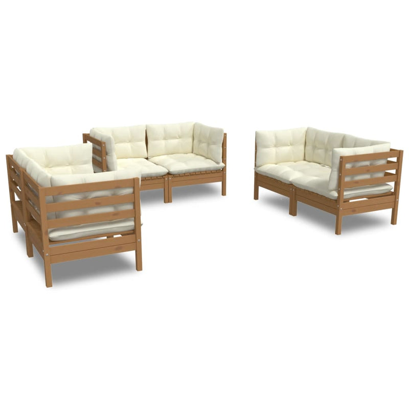 6 Piece Garden Lounge Set with Cushions Solid Pinewood Payday Deals