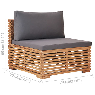 6 Piece Garden Lounge Set with Dark Grey Cushion Solid Teak Wood Payday Deals