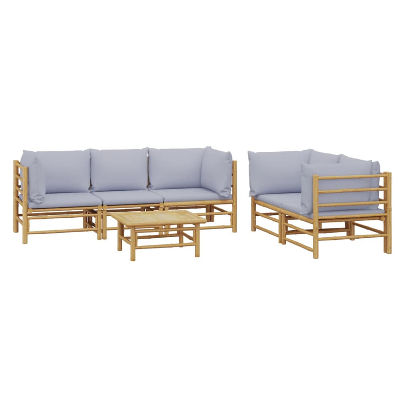 6 Piece Garden Lounge Set with Light Grey Cushions Bamboo Payday Deals