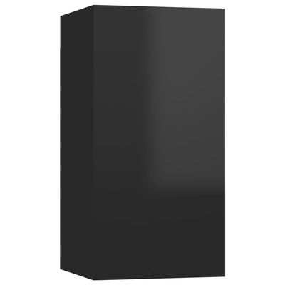 6 Piece TV Cabinet Set High Gloss Black Chipboard Payday Deals