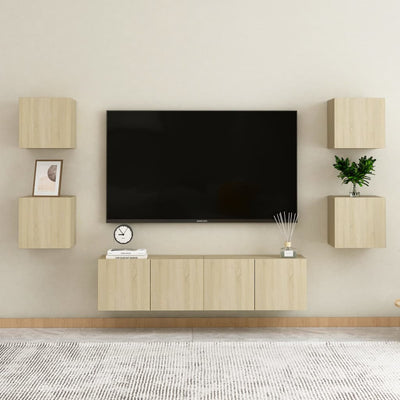 6 Piece TV Cabinet Set Sonoma Oak Engineered Wood Payday Deals