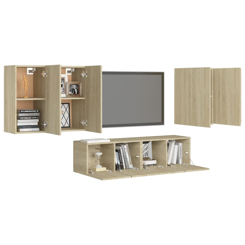 6 Piece TV Cabinet Set Sonoma Oak Engineered Wood Payday Deals