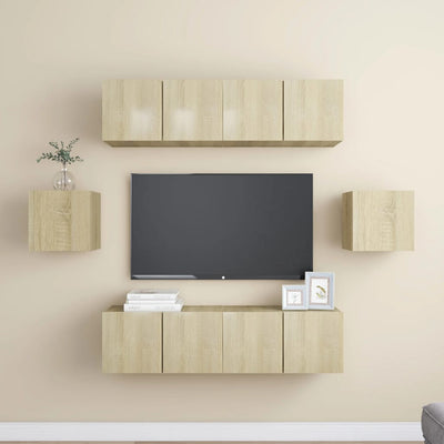 6 Piece TV Cabinet Set Sonoma Oak Engineered Wood