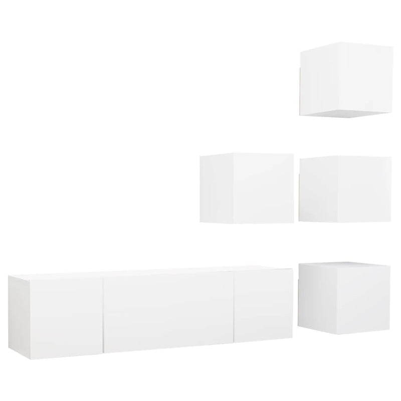 6 Piece TV Cabinet Set White Engineered Wood Payday Deals