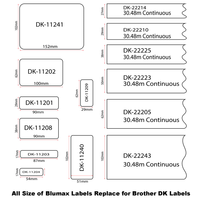 6 Roll Blumax Alternative Standard Address White Refill labels for Brother DK-11201 29mm x 90mm 400L