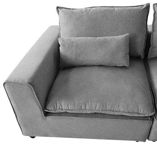 6 Seater Cloud Sectional Sofa in Belfast Fabric Grey Living Room Couch with Ottoman Payday Deals