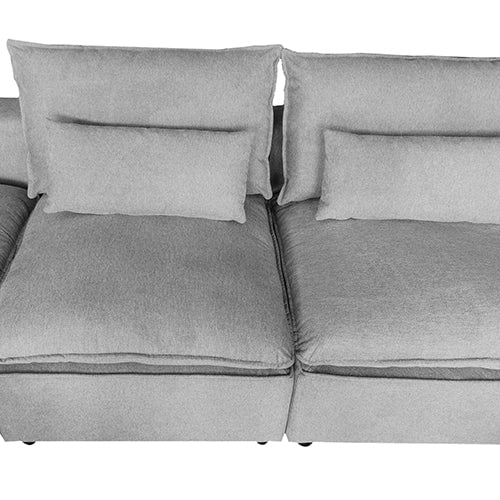 6 Seater Cloud Sectional Sofa in Belfast Fabric Grey Living Room Couch with Ottoman Payday Deals