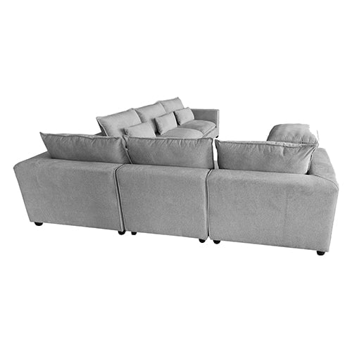 6 Seater Cloud Sectional Sofa in Belfast Fabric Grey Living Room Couch with Ottoman Payday Deals