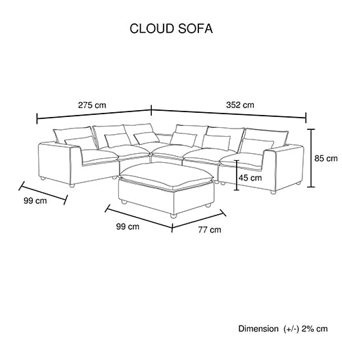 6 Seater Cloud Sectional Sofa in Belfast Fabric Grey Living Room Couch with Ottoman Payday Deals