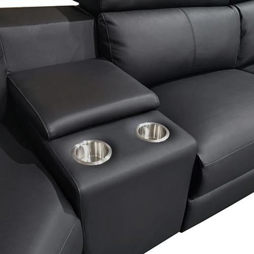 6 Seater Real Later sofa Black Color Lounge Set for Living Room Couch with Adjustable Headrest Payday Deals