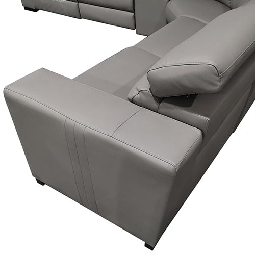 6 Seater Real Leather sofa Grey Color Lounge Set for Living Room Couch with Adjustable Headrest Payday Deals