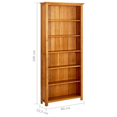 6-Tier Bookcase 80x22.5x180 cm Solid Oak Wood Payday Deals