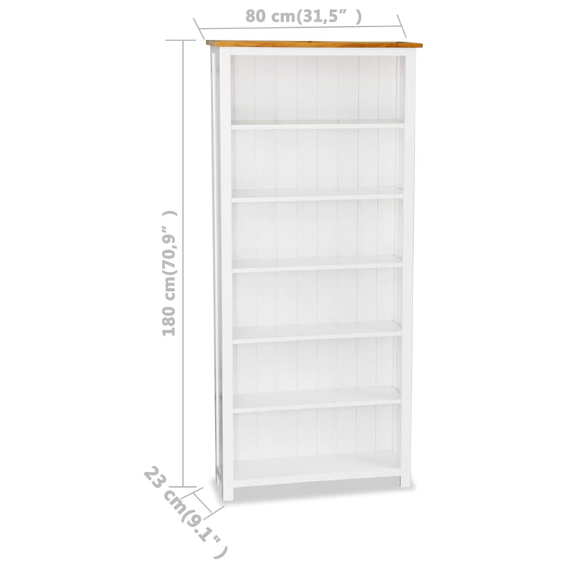 6-Tier Bookcase 80x23x180 cm Solid Oak Wood Payday Deals