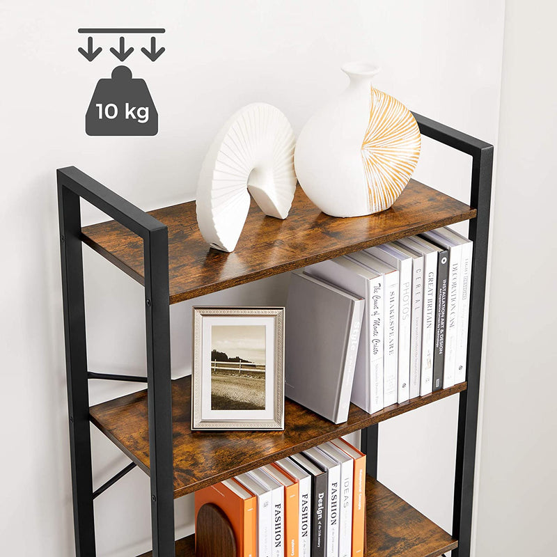6-Tier Storage Rack with Industrial Style Steel Frame  Rustic Brown and Black, 186 cm High Payday Deals
