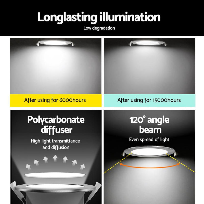 6 x LUMEY LED Downlight Kit Ceiling Light Bathroom Kitchen Daylight White 12W