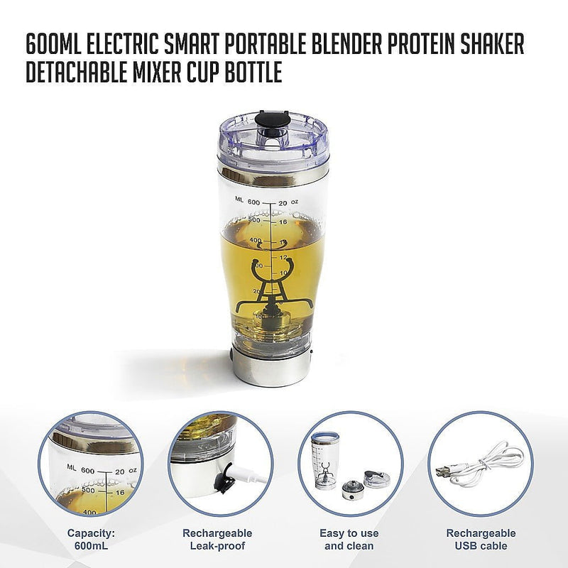 600ml Electric Smart Portable Blender Protein Shaker Detachable Mixer Cup Bottle Payday Deals