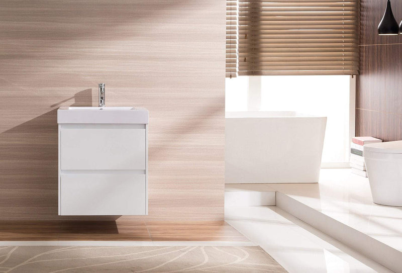 600mm Wall Hung Bathroom Vanity Unit With Polyurethane Finish, Artificial Stone Basin - Della Francesca