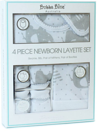 Bubba Blue Petite Elephant 4 Piece Newborn Layette Set