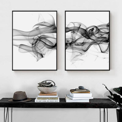 60cmx90cm Stylish Abstract Black 2 Sets Black Frame Canvas Wall Art Payday Deals