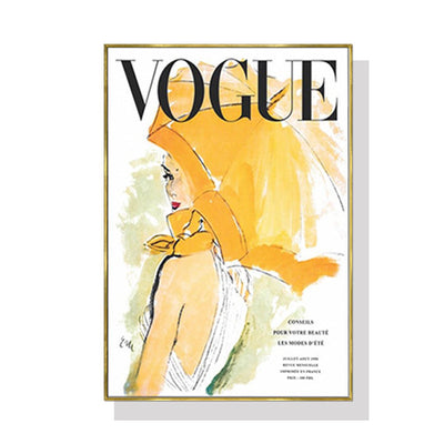 60cmx90cm Vogue Girl Gold Frame Canvas Wall Art Payday Deals