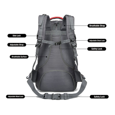 60L Waterproof Outdoor Hiking Backpack Camping Outdoor Trekking Bag(Black) Payday Deals