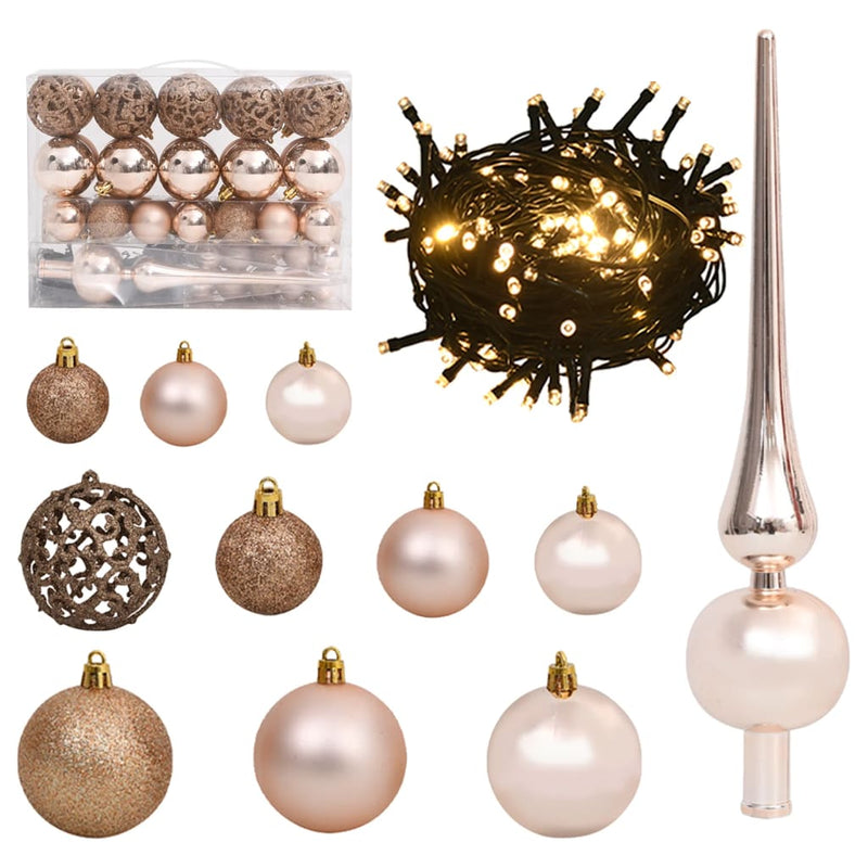 61 Piece Christmas Ball Set with Peak and 150 LEDs Rose Gold Payday Deals