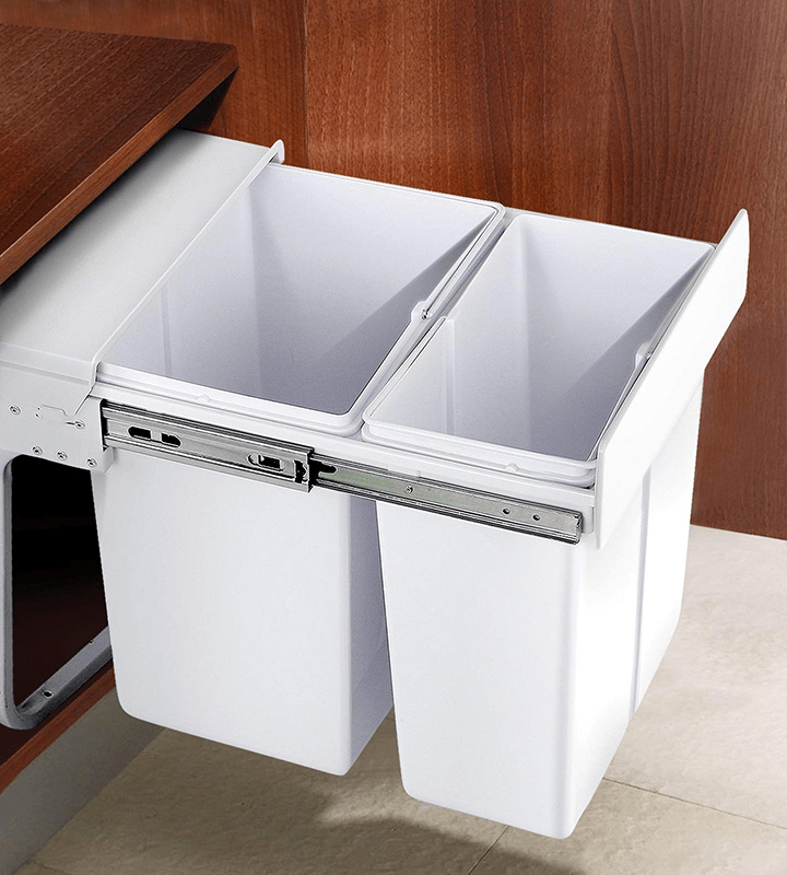 Pull Out Bin Kitchen Double Dual Slide Garbage Rubbish Waste 10L+20L - Payday Deals