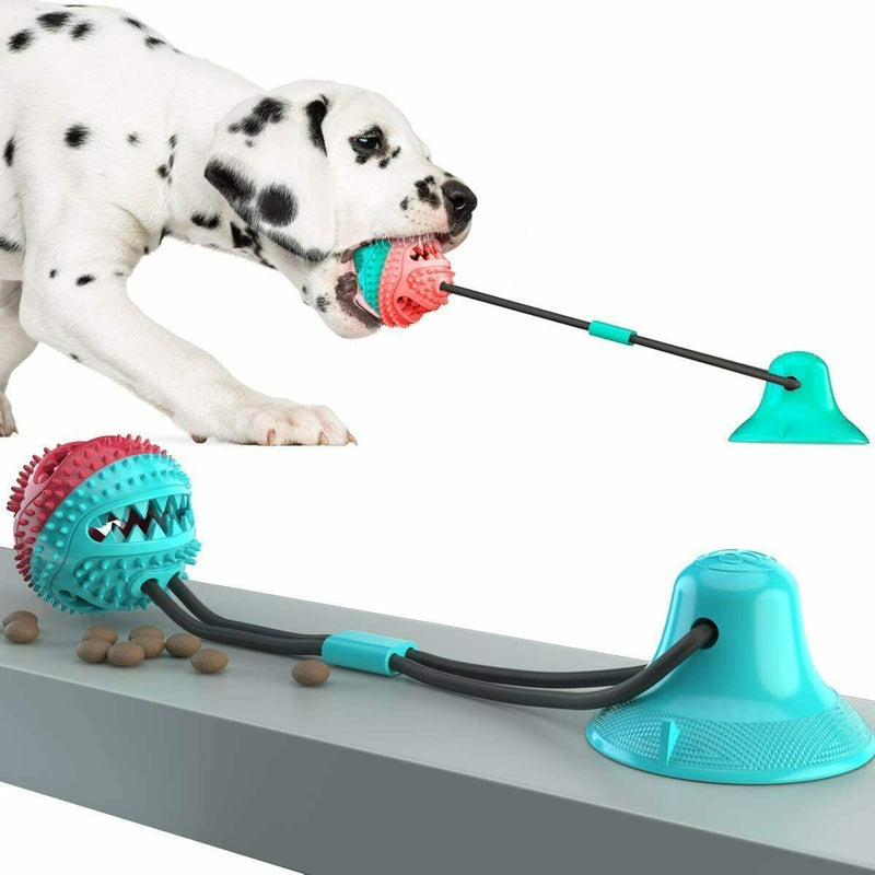 Dog Toy Suction Cup Self-Playing Rubber Ball Chew Food Dispensing Toothbrush