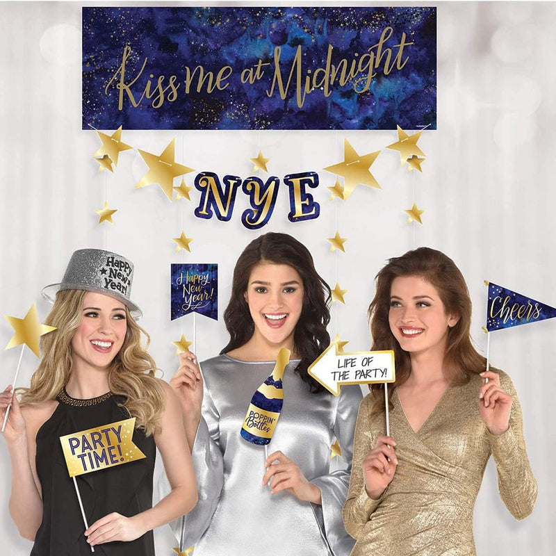 New Years Eve Photo Booth Kit Kiss Me At Midnight 