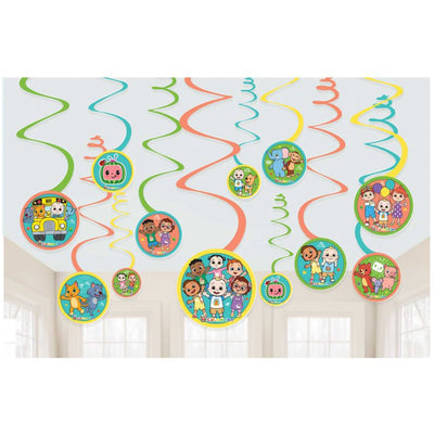 Cocomelon Spiral Paper Swirl Handing Decorations 12 Pack