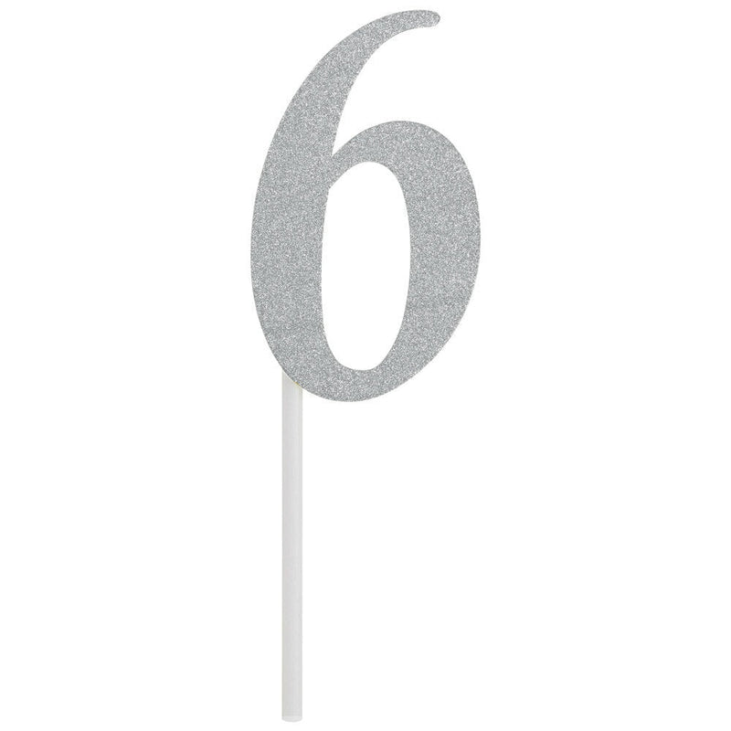 6th Birthday Party Supplies Silver Number 6 Glitter Cake Topper Payday Deals