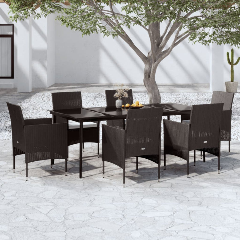 7 Piece Garden Dining Set with Cushions Black Payday Deals
