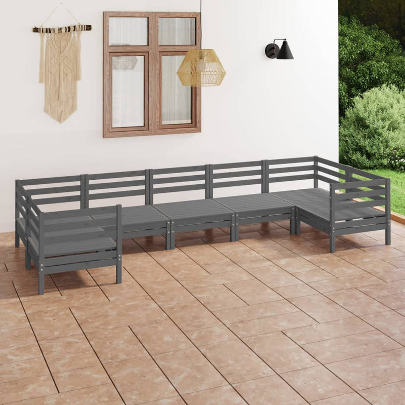 7 Piece Garden Lounge Set Grey Solid Pinewood Payday Deals