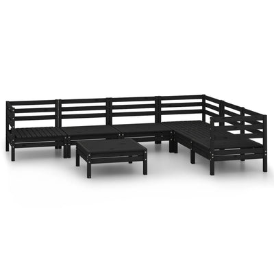 7 Piece Garden Lounge Set Solid Pinewood Black Payday Deals