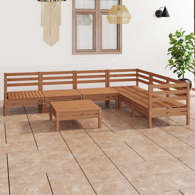 7 Piece Garden Lounge Set Solid Pinewood Honey Brown Payday Deals