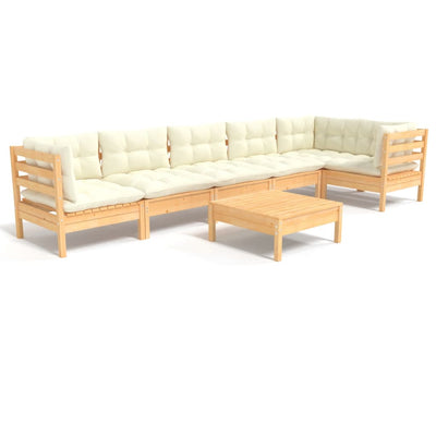 7 Piece Garden Lounge Set with Cream Cushions Pinewood Payday Deals