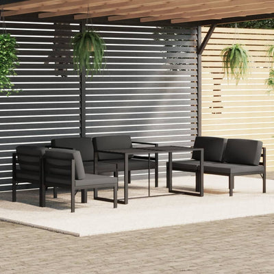 7 Piece Garden Lounge Set with Cushions Aluminium Anthracite Payday Deals